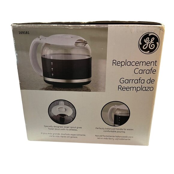 GE Replacement Coffee Carafe 12-Cup‎ 60 Oz White & Clear Glass With Box - Picture 2 of 7